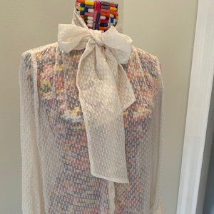 Banana Republic Petite Cream Blouse - Classic Bow